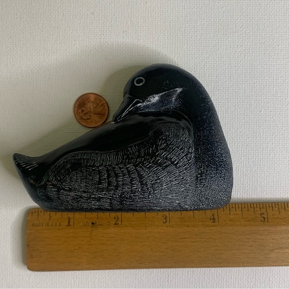 Aardik Collection Carved Black Soapstone Loon/Duck Bird Vintage 1972 Canada 4.25 - Picture 13 of 15